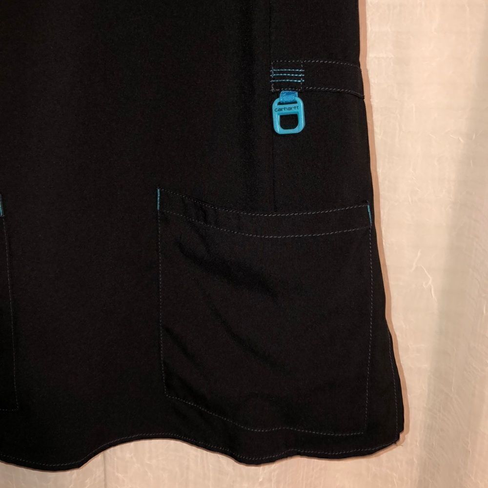 carhartt M Force Stretch Black Blue Scrub Top - Picture 6 of 15
